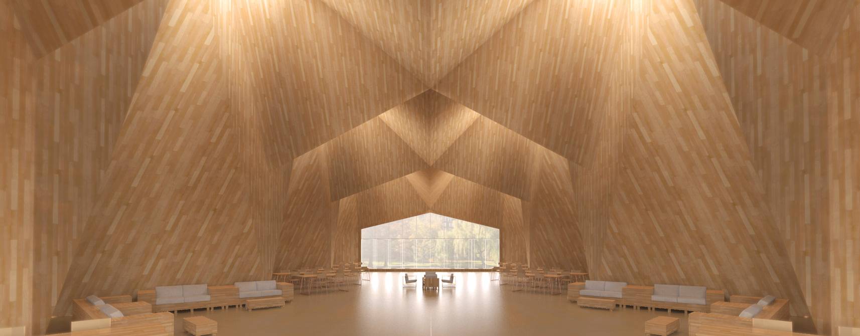 Design of a building interior made with sustainable cross-laminated timber